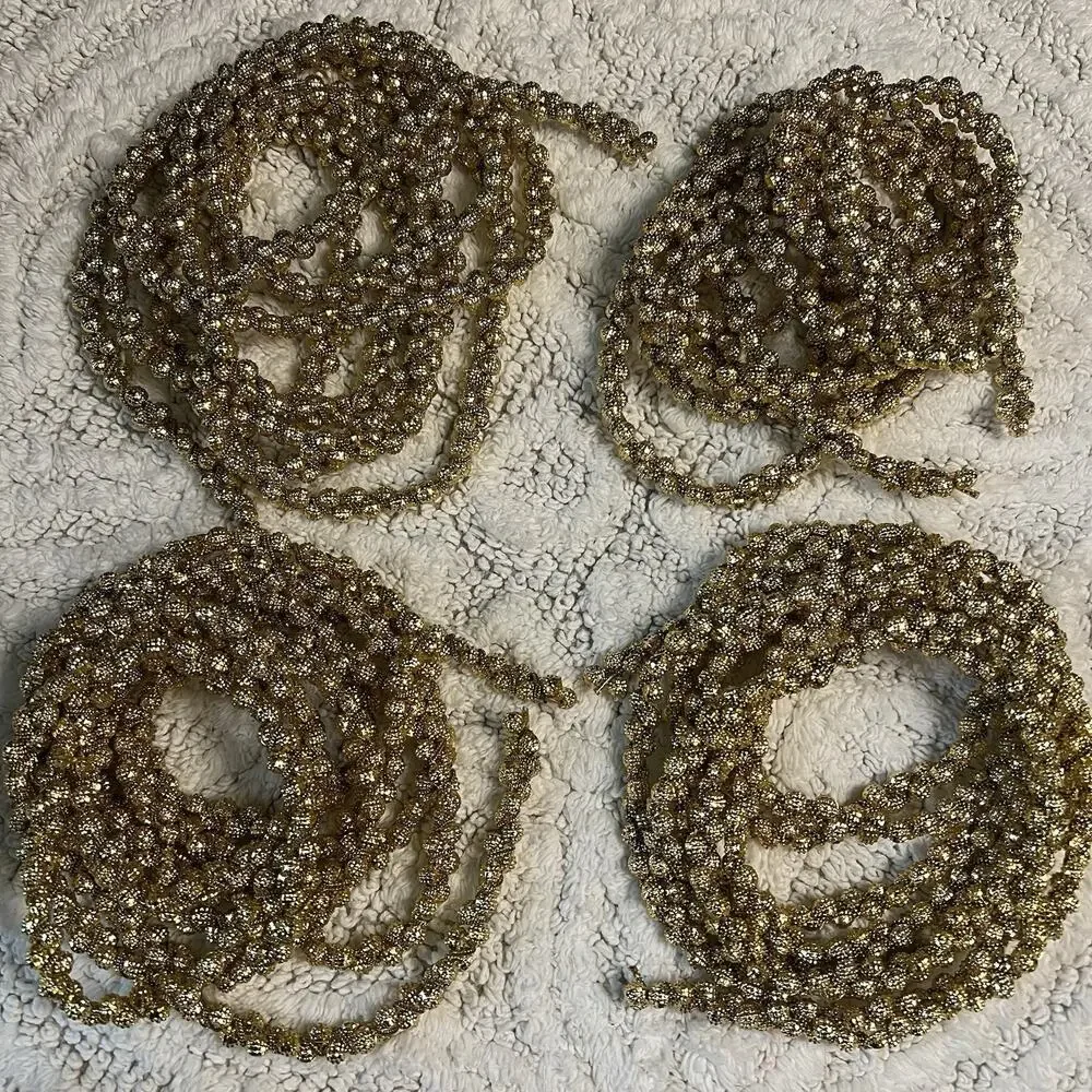 Vintage Set of 4 Gold Twisted Beaded Garland 4 Strands Approx 36 Ft Total